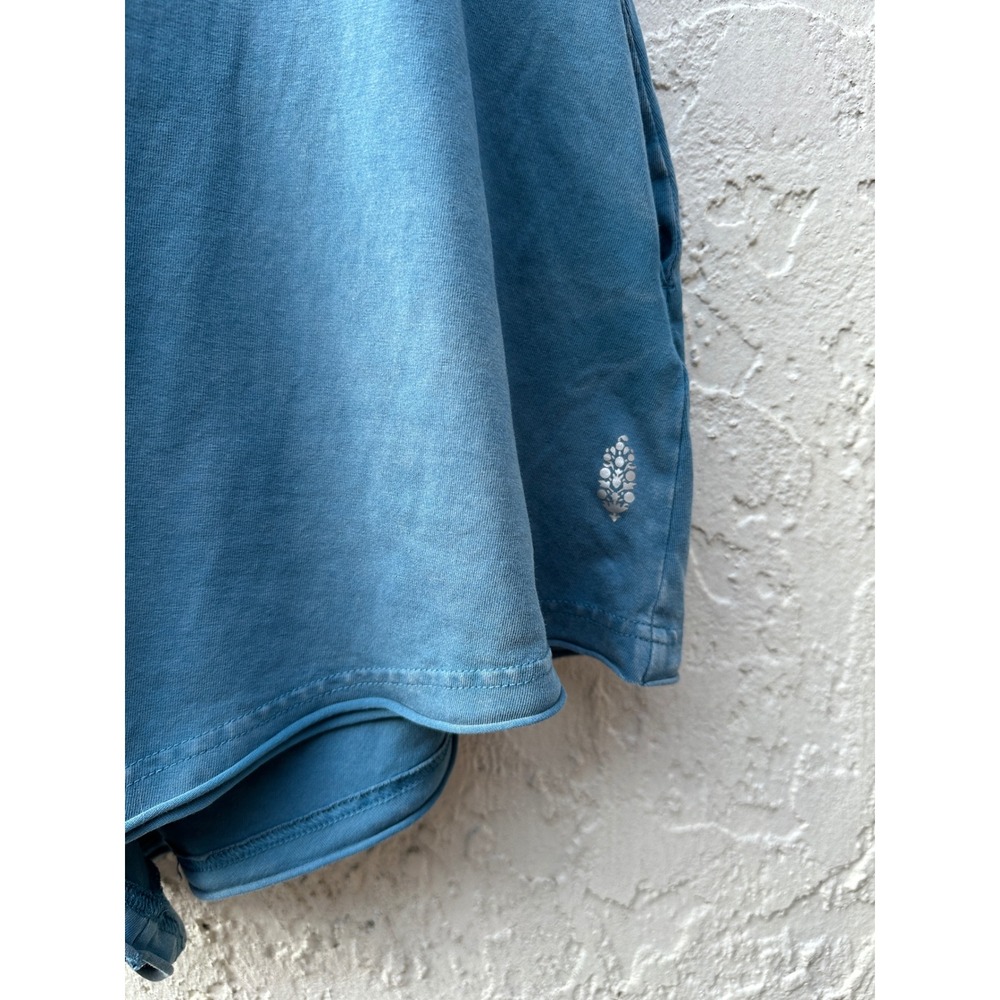 Free People Movement Hot Shot Romper Blue Teal Button Front Short Sleeve Large - Picture 2 of 8
